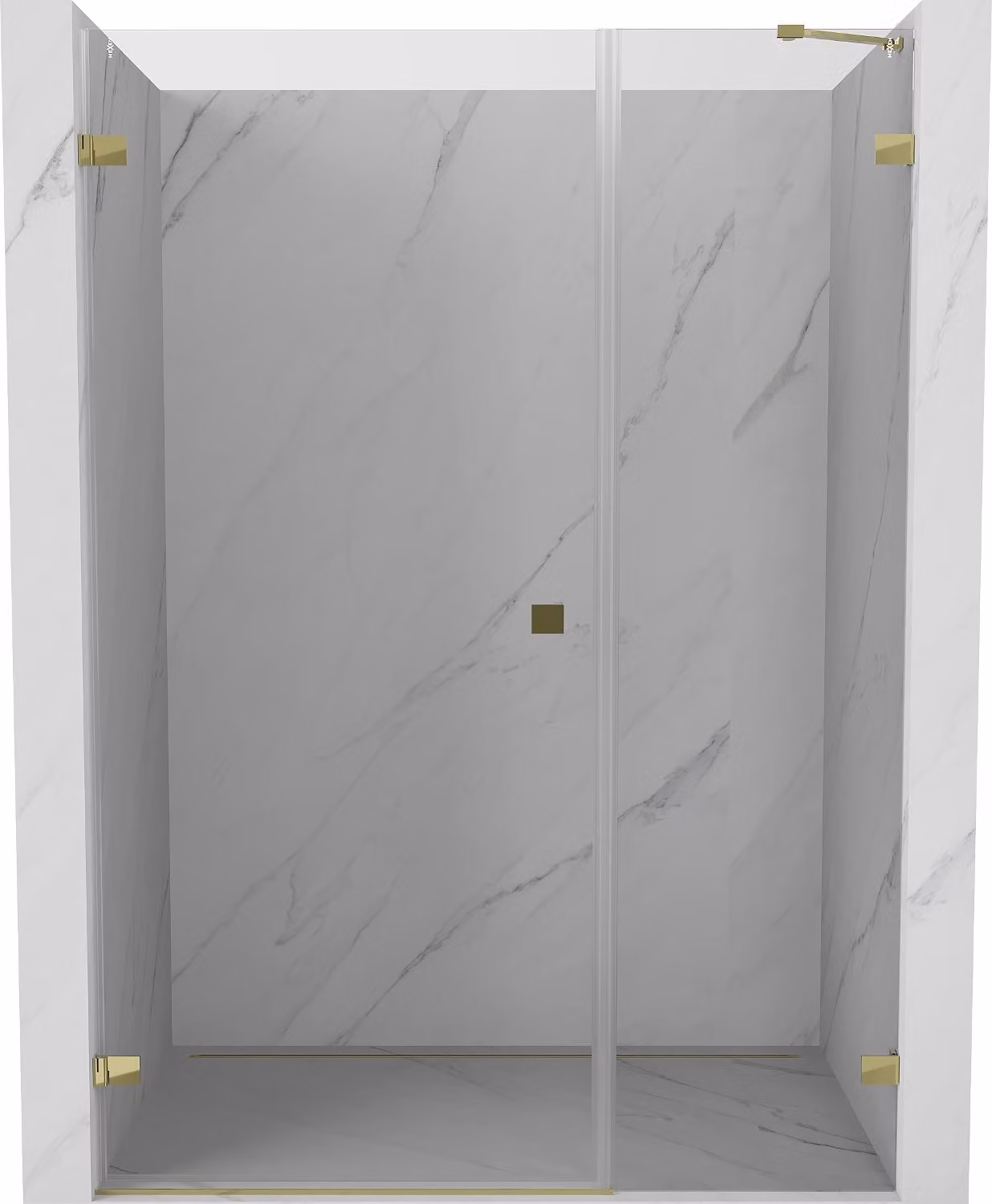 Mexen Lunar-B porta doccia battente sinistra 125 cm, trasparente, oro - 832S-125-050-50-00-L