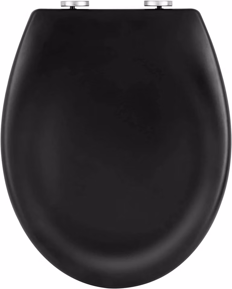Copertura per WC con sistema di chiusura automatica, forma ovale, colore nero | 44,7 x 5,5 x 37,1 cm