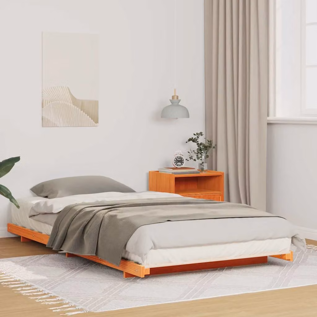 Struttura del letto vidaXL in pino massello marrone cerato L/P/H: 220 x 90 x 10 cm