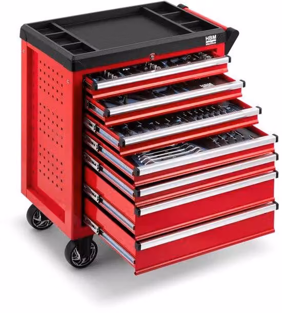 Carrello porta attrezzi 154 pollici utensili 7 cassetti carrello officina officina - rosso