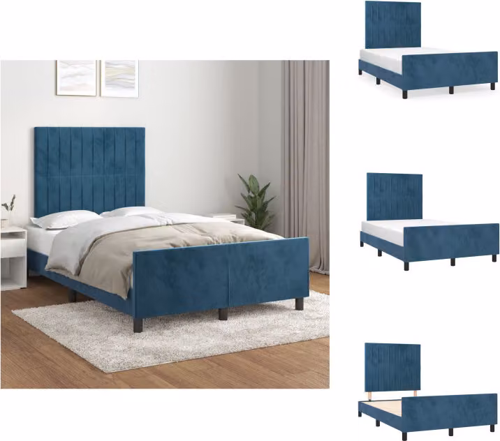 letto vidaXL con testiera in velluto blu scuro 120x200 cm - Letti & Reti