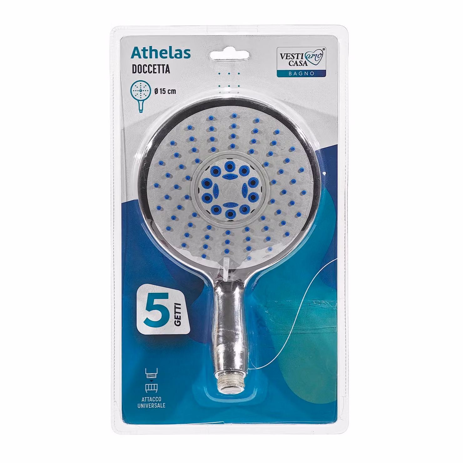 Doccetta Athelas VESTIAMO CASA con 5 getti e attacco universale, colore silver, L/P/H: 34,0 x 19,5 x 6,5 cm