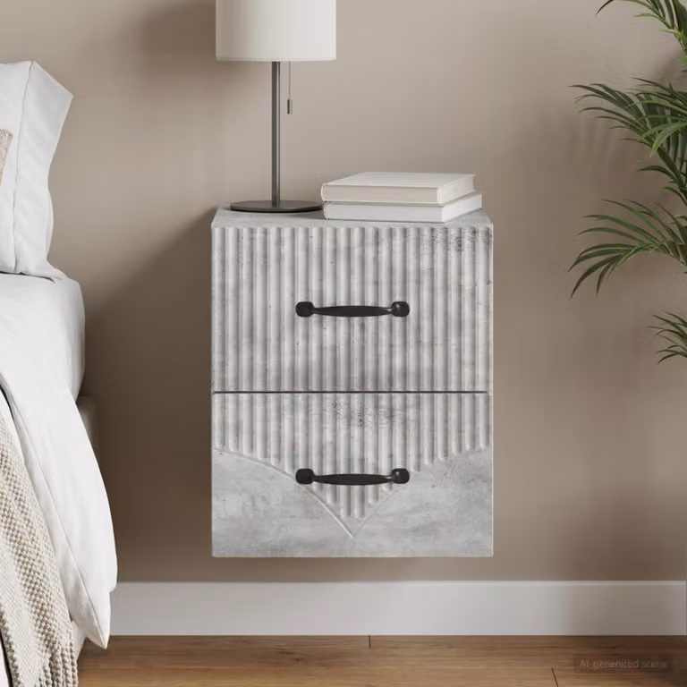vidaXL Mobiletto da notte sospeso moderno Grigio, L 34,5 cm x P 33 cm x H 40 cm