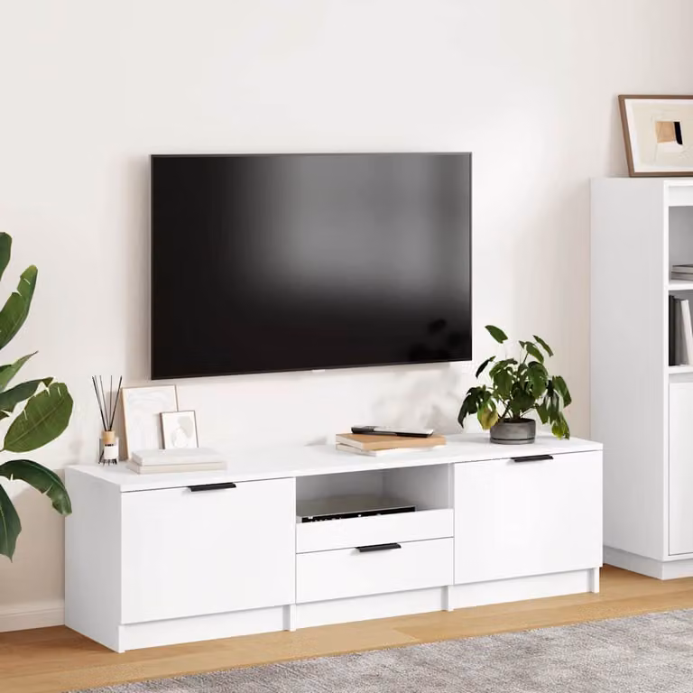 Mobile TV vidaXL Bianco in Legno e MDF, L 140 cm x P 35 cm x H 40 cm