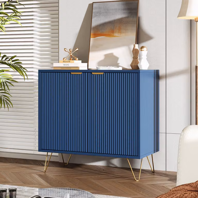 UnboxG Cassettiera a 2 ante Ripiano regolabile, credenza in colore: blu, mobile in dimensioni: 80 x 40 x 78 cm