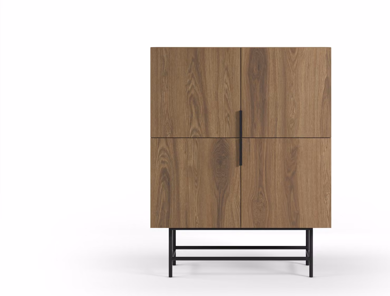 Calicosy - Madia alta 4 ante, finitura rovere scuro, H 128 cm - RIMA