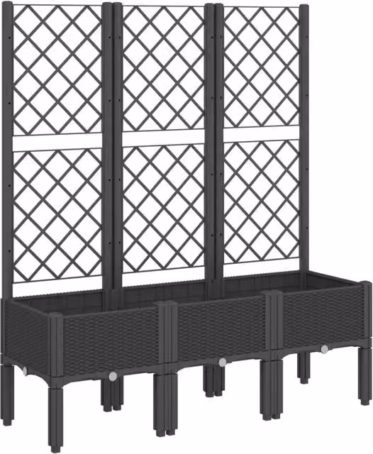 Fioriera con traliccio per piante rampicanti in plastica nera L 120 cm, P 40 cm, H 142 cm