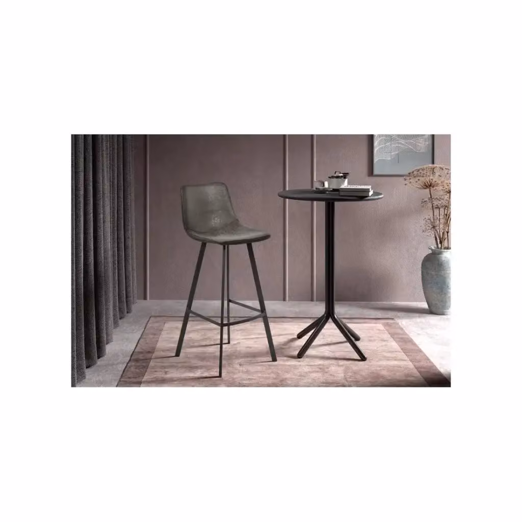 Sedia da banco OZON Meublorama in ecopelle grigia, H 108 x L 49 x P 47 cm – 2