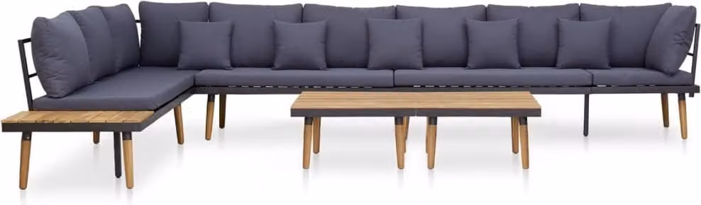 Maison Exclusive - Set da lounge per giardino, 8 posti, con cuscini, in legno massello di acacia