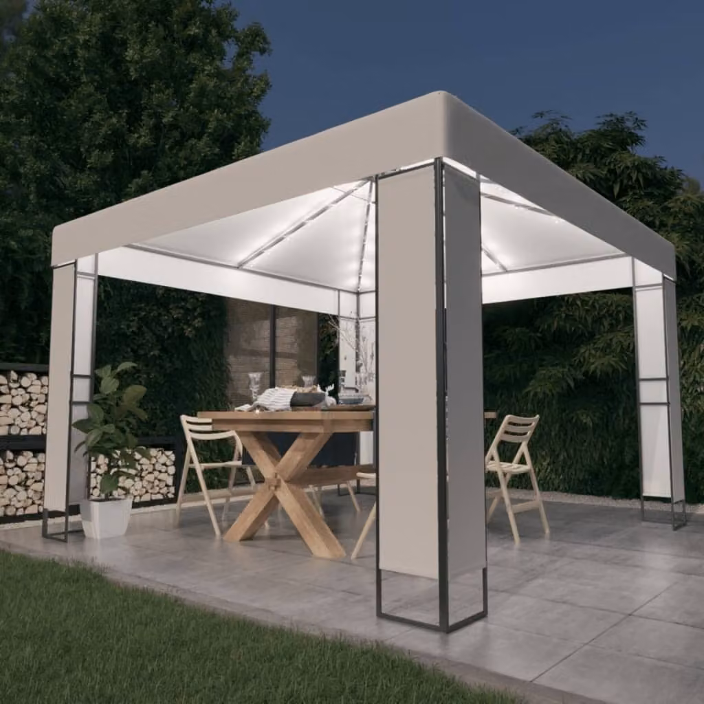 Padiglione Living Store con doppio tetto e luci LED 3x3 m Bianco