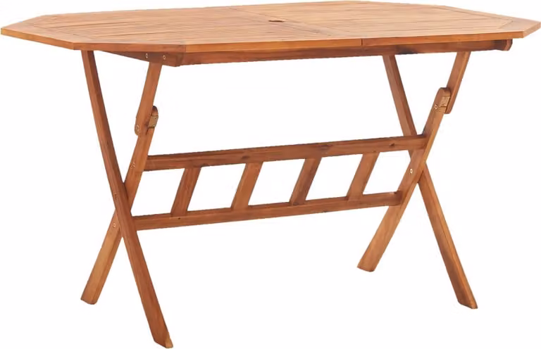 The Living Store Tavolo da giardino pieghevole 135 x 85 x 75 cm in legno massiccio di acacia