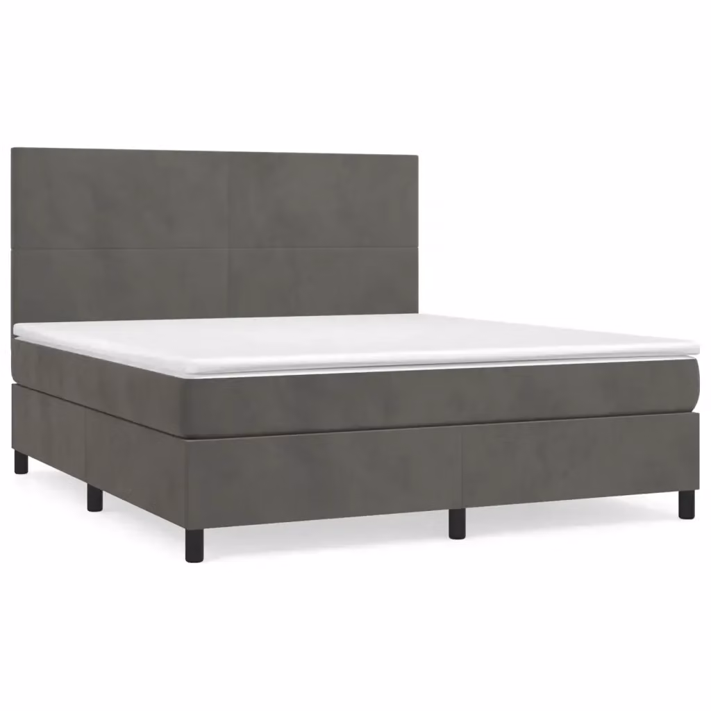 Letto Ibrido con Giroletto a Molle e Materasso vidaXL in Velluto Grigio e Bianco L/P: 180 x 200 cm – 2