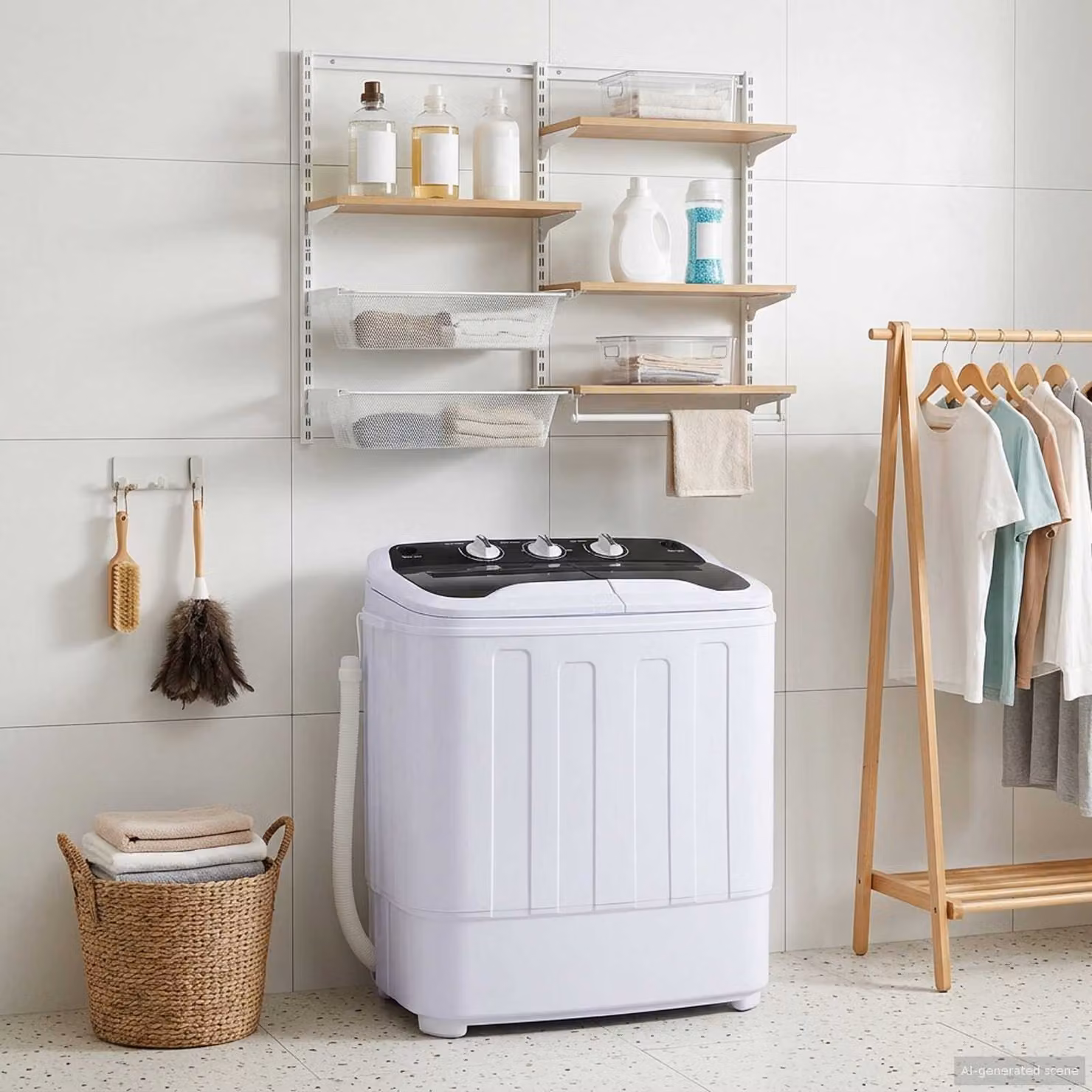 Mini lavatrice con doppio tubo vidaXL, capacità 3,6 kg, Nero e Bianco