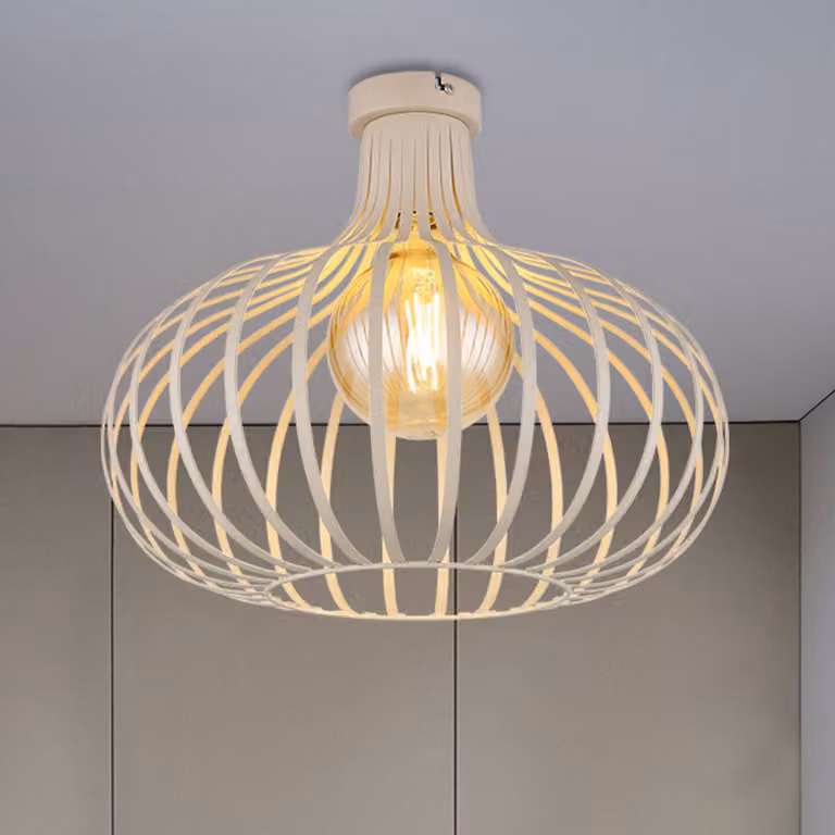 Globo Plafoniera soffitto Mateo, dimmerabile, Crema / Ambra, Soggiorno / Sala da pranzo, Metallo, Scandinavo, Plafoniera
