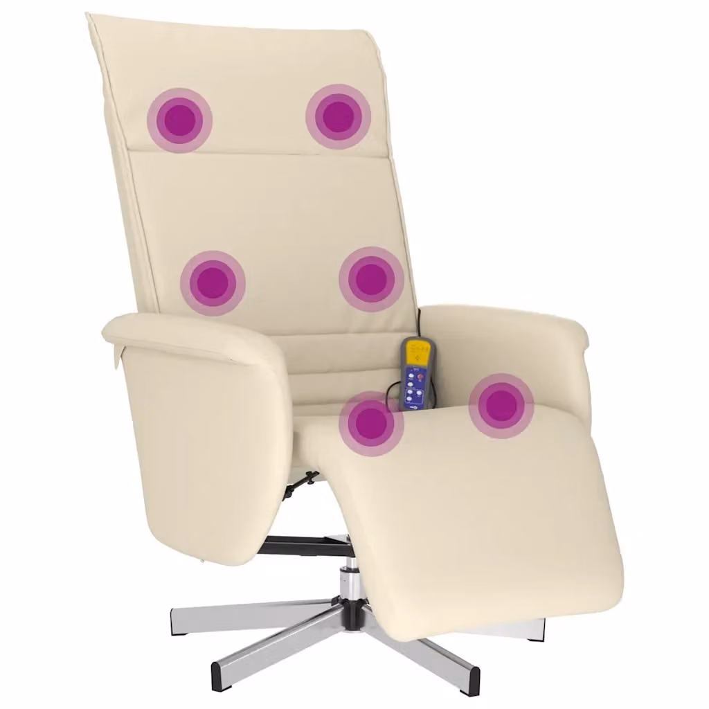 Poltrona Reclinabile con Poggiapiedi vidaXL in Similpelle Beige con Funzione Relax e Rotazione 360 Gradi – 2