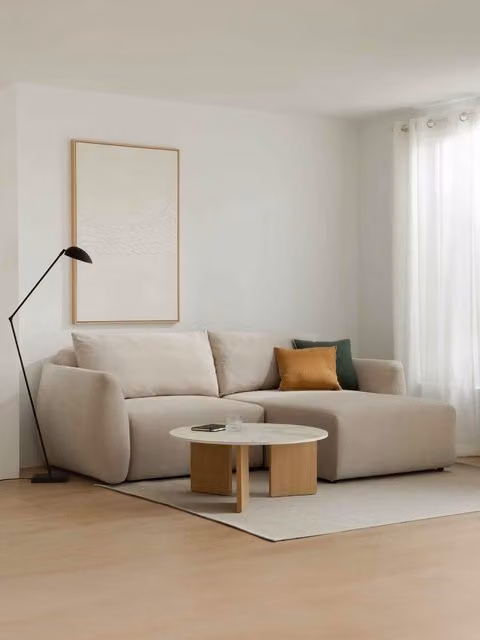 Divano letto 3 posti con chaise longue Dilma beige Kenay Home