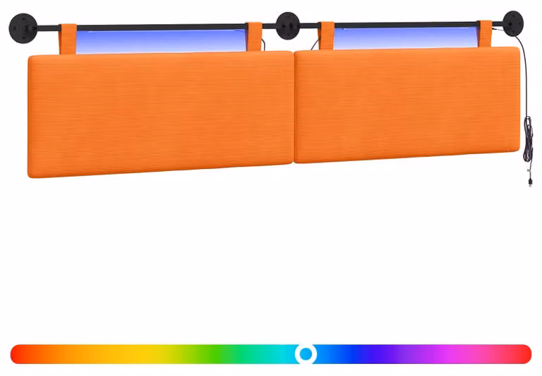 Testiera sospesa Con luce LED Arancione Tessuto in Cords