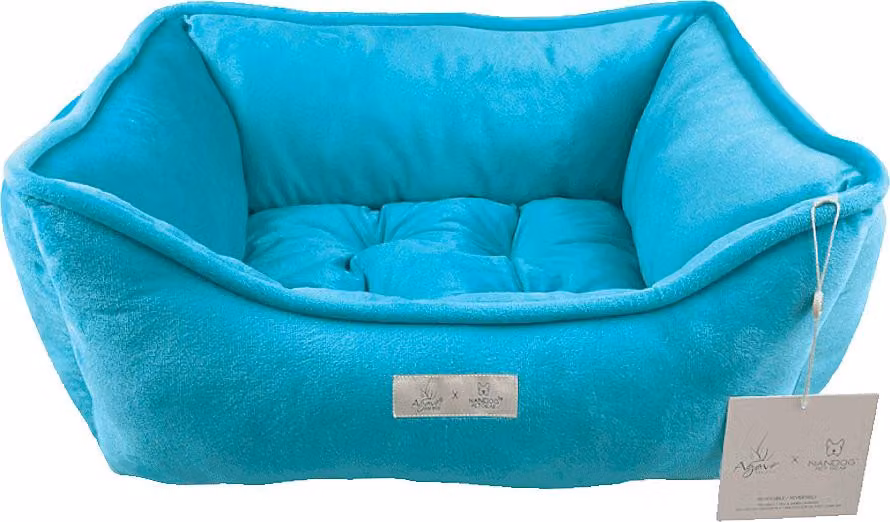Agave Pet Lettino Reversibile in Micro-Peluche Verde Petrolio 55x45cm