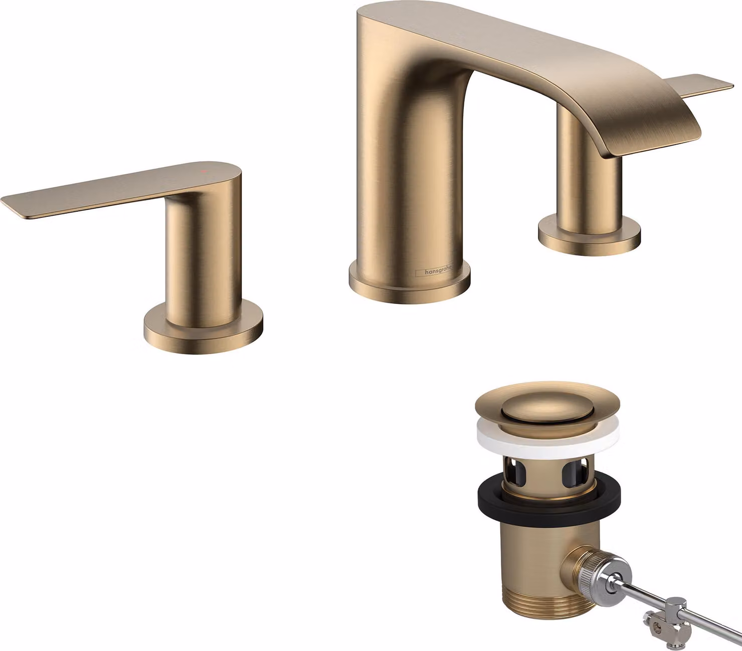 hansgrohe Vivenis robinetterie de lavabo 3 trous 90, avec vidage à tirette, portée 150mm, 75033140, 75033140