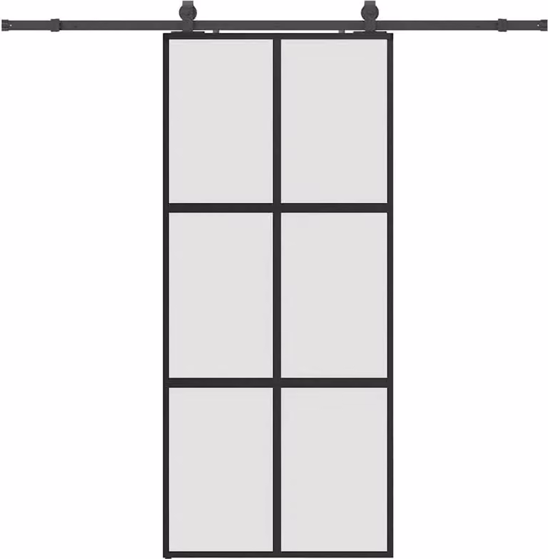 Porta Scorrevole Set Ferramenta Nera 90x205 cm Vetro Temperato