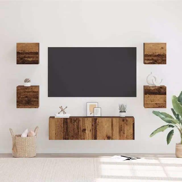 Set mobile TV 6 pz-Set di 6 Credenza per TV Legno vecchio Legno multistrato 154730
