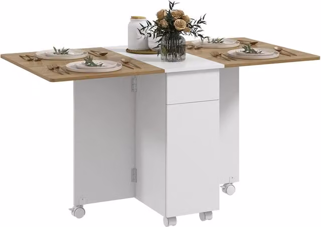 Tavolo Rettangolare Allungabile Moderno GIORDANOSHOP Bianco e Marrone L/P/H: 140 x 76 x 74 cm