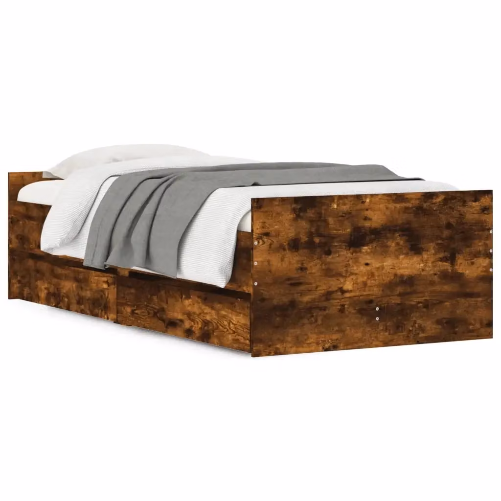 Giroletto con cassetti vidaXL in legno Rovere Fumo, L 90 x P 190 cm – 2