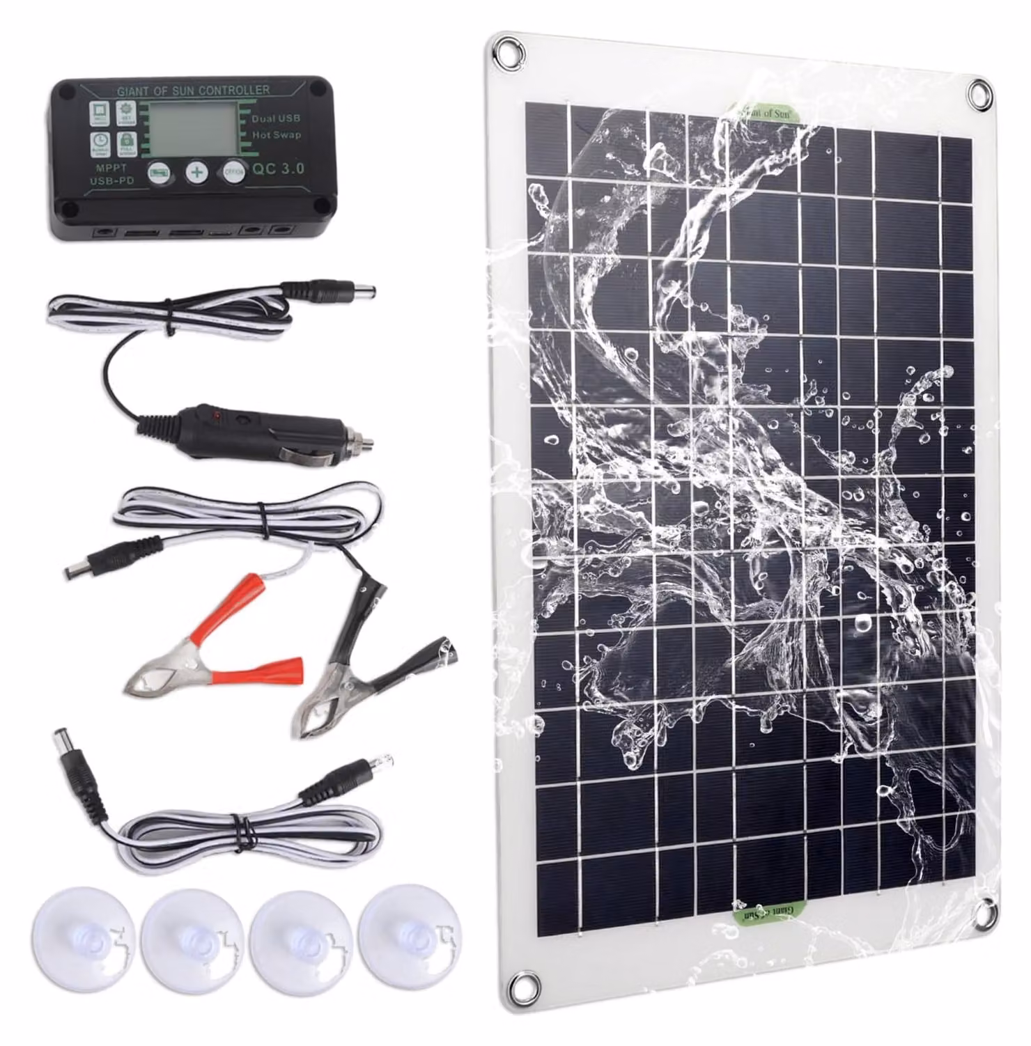 Kit pannello solare da 50W, 12V, monocristallino, con regolatore di carica da 30A