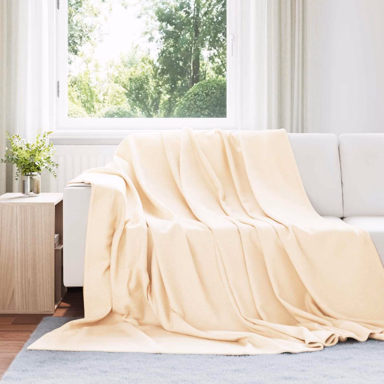 Set di 6 coperte in pile vidaXL color beige, L 240 x P 220 cm