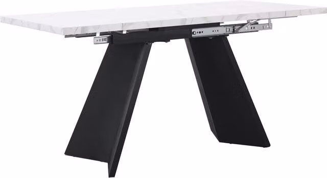 Tavolo da pranzo allungabile Aosom con sistema telescopico in acciaio al carbonio e MDF, Bianco e Nero, L: 159 cm, P: 74 cm, H: 77 cm – 1