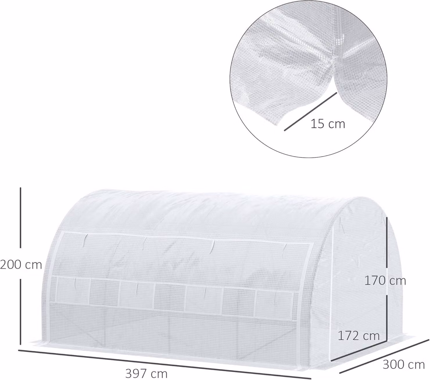 Tunnel per orto - Serra - Casetta per attrezzi - Serra da coltivazione - Serra - 12 m² - Struttura in acciaio zincato