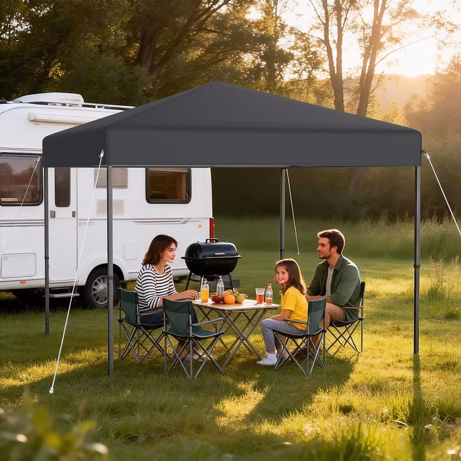 Tenda pop-up grigia antracite, 3x3 metri, impermeabile, con altezza regolabile