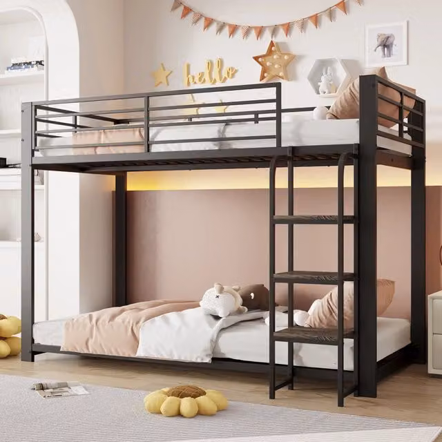 letto a castello mdf metallo nero 90 x 200 cm