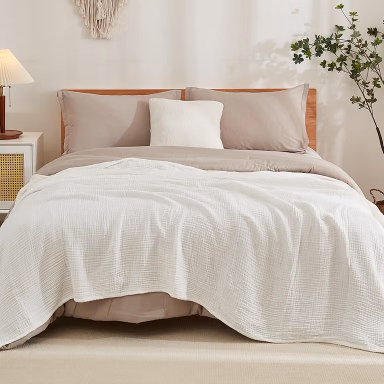 Coperta matrimoniale in cotone, leggera, 274x228 cm, traspirante, adatta a tutte le stagioni