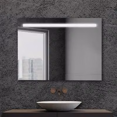 Specchio da bagno rettangolare Inbagno con fascia LED superiore, colore bianco, L: 90 cm, H: 60 cm