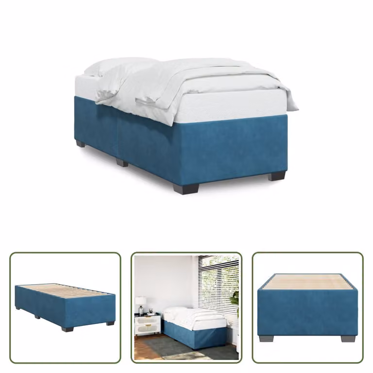 The Living Store Rete da letto blu 100x200 cm in velluto