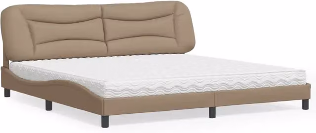Letto con Materasso Hvar vidaXL in Similpelle Beige, L/P/H: 200 x 200 x 205 cm – 1