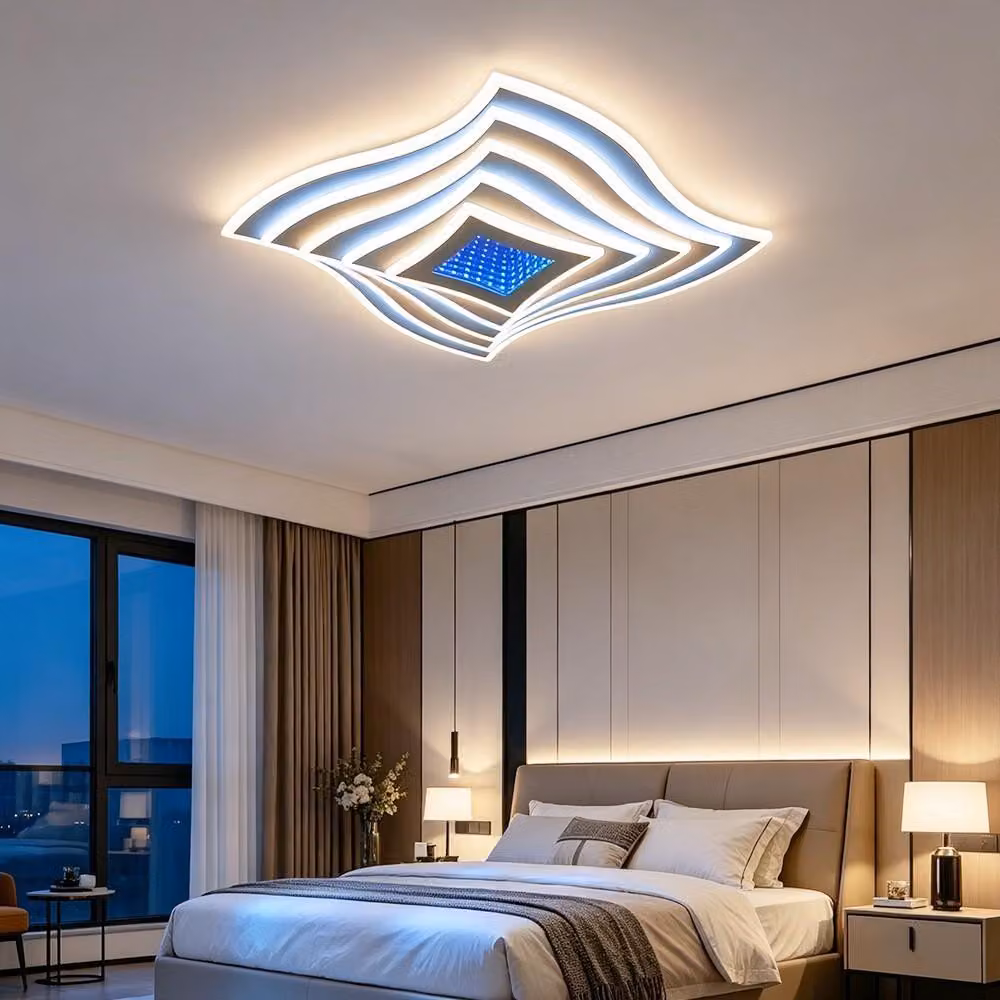 Pannello luminoso a LED 3D-004 Infinity RGB con telecomando, effetto tunnel 3D, possibilità di accendere e regolare l'intensità luminosa delle singole sezioni, dimmerabile dal 10% al 100%, temperatura di colore regolabile da 1800 a 12000K