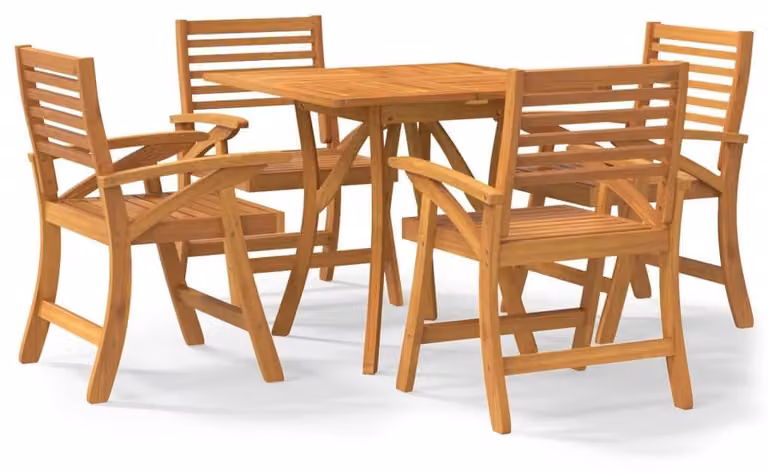 set da pranzo da giardino 5 pezzi in legno massiccio di acacia