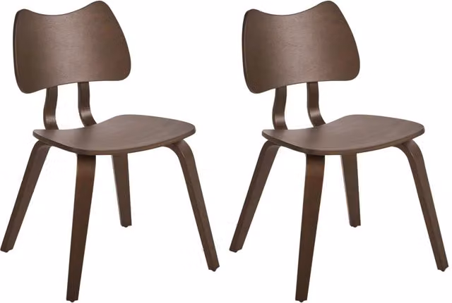 Set di 2 sedie da pranzo BELIANI in legno di gomma marrone scuro stile retrò per cucina e sala da pranzo
