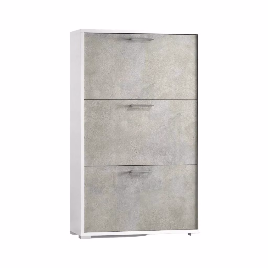 Scarpiera Moderna DMORA Bianca con Scomparti Basculanti L: 67 cm, P: 18 cm, H: 112 cm – 2