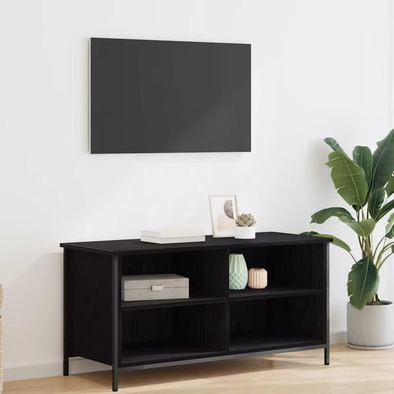 Mobile TV vidaXL moderno in legno e metallo nero L 100 cm x P 40 cm x H 50 cm
