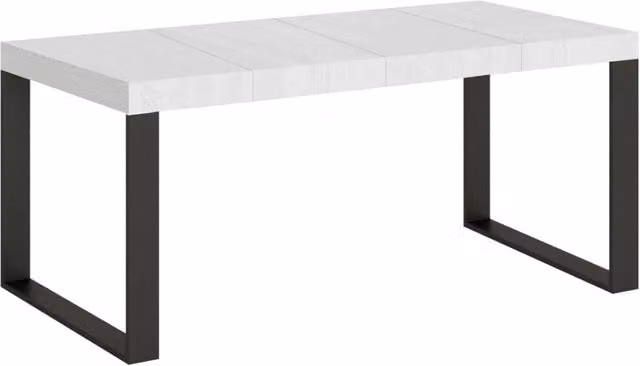 Tavolo Allungabile Moderno GIORDANOSHOP Bianco Frassino con Telaio Antracite L/P/H: 90-246 x 90 x 77 cm