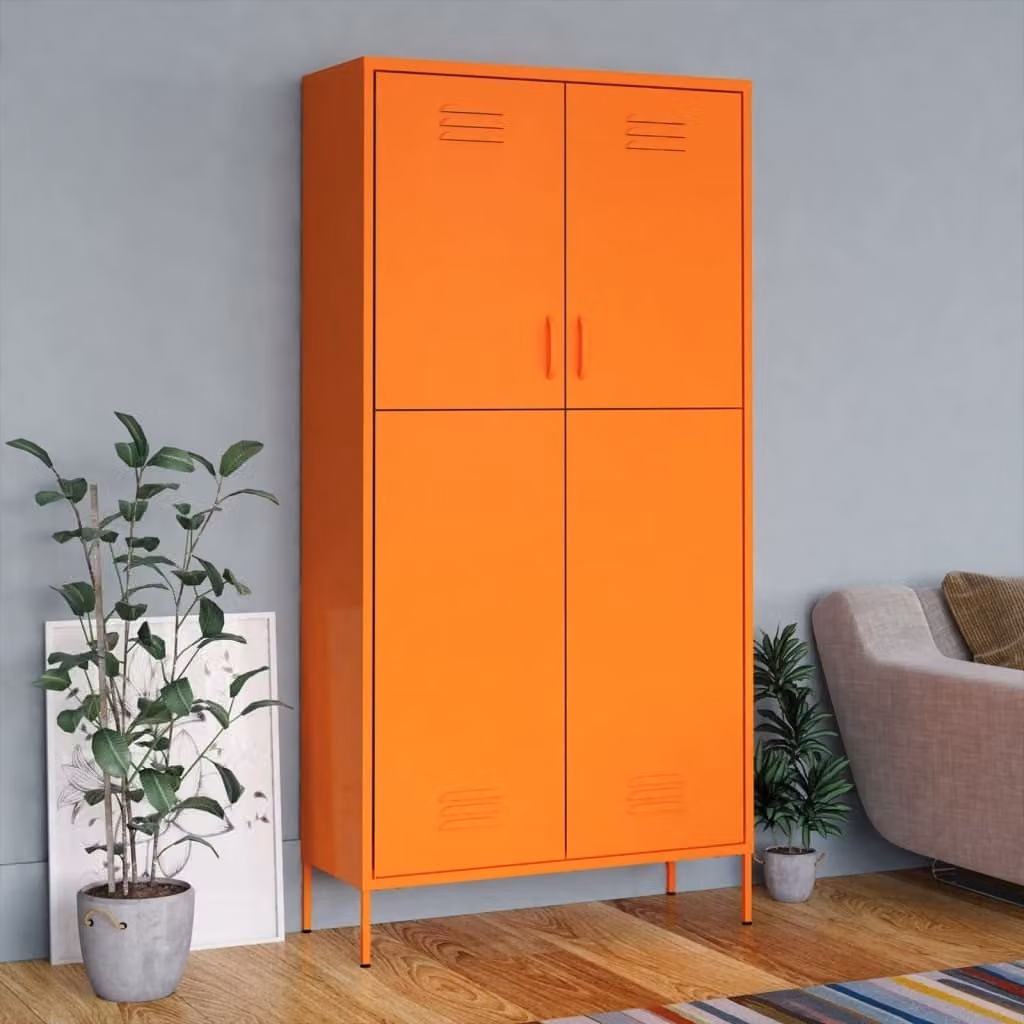 The Living Store Armadio Arancione 90x50x180 cm in acciaio