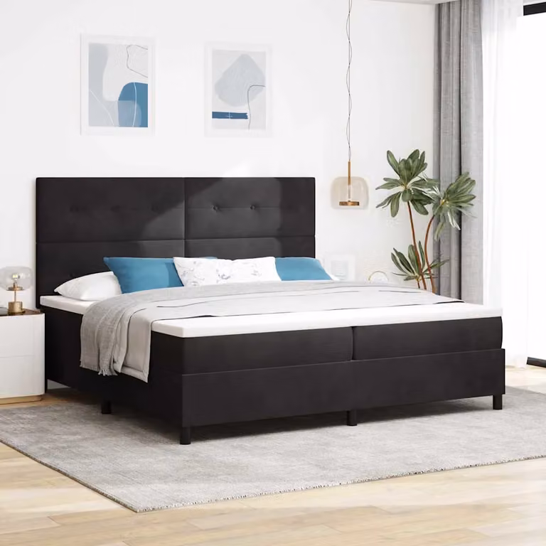 Letto a molle con testiera vidaXL in velluto nero L: 200 cm, P: 200 cm, H: 203 cm