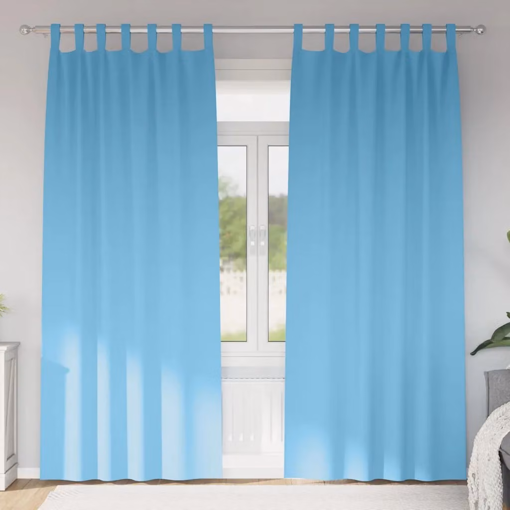 Set di 2 tende blackout vidaXL con anelli in poliestere, colore azzurro, H: 260 cm x L: 140 cm