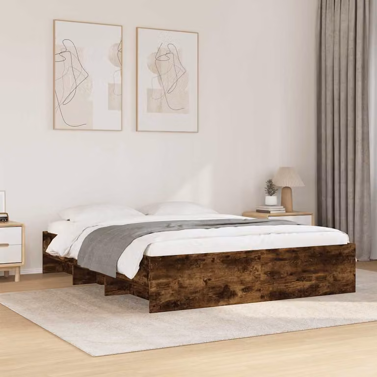 Giroletto senza materasso vidaXL in legno Rovere Fumo L: 160 cm, P: 200 cm, H: 35 cm