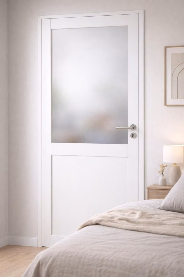 Bloc Porta Athena Bianco H204 x L73 cm, Telaio Pannello P. sinistra, maniglia Pomerol GD MENUISERIES