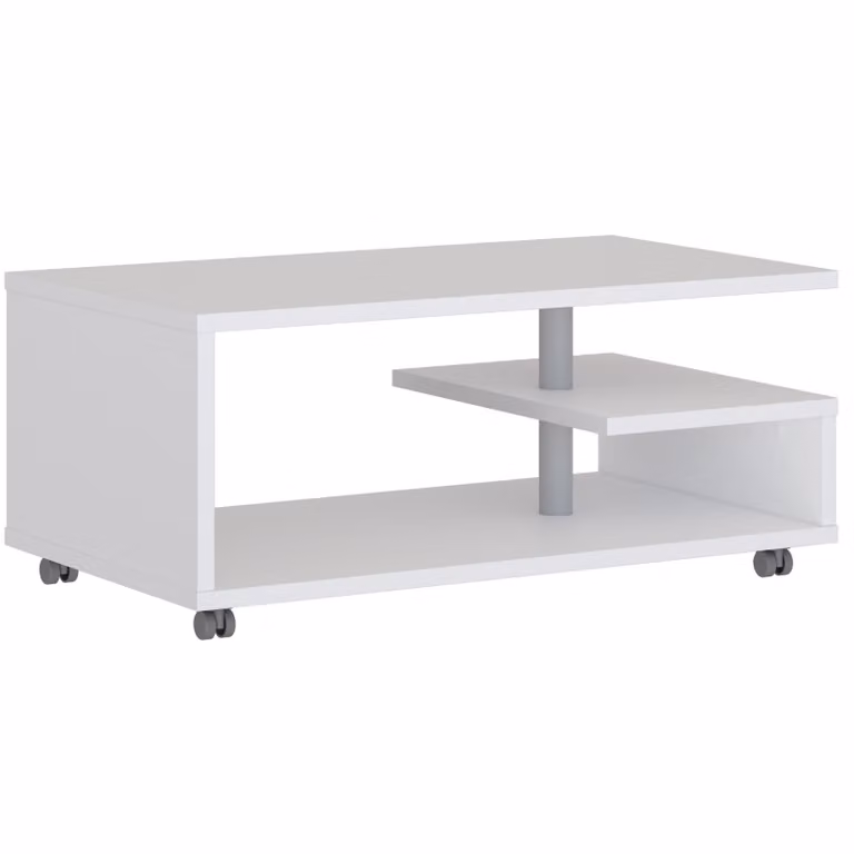 Tavolino Casa Dolce BIANCA, bianco, 105x60x45,5 cm, mobili da salotto, su ruote, portata 40 kg