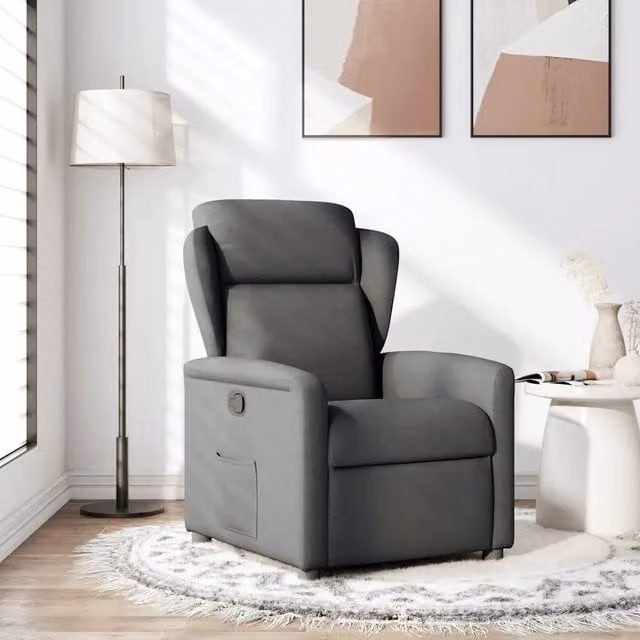 Poltrona | Sedia Relax Reclinabile in Tessuto Grigio Scuro